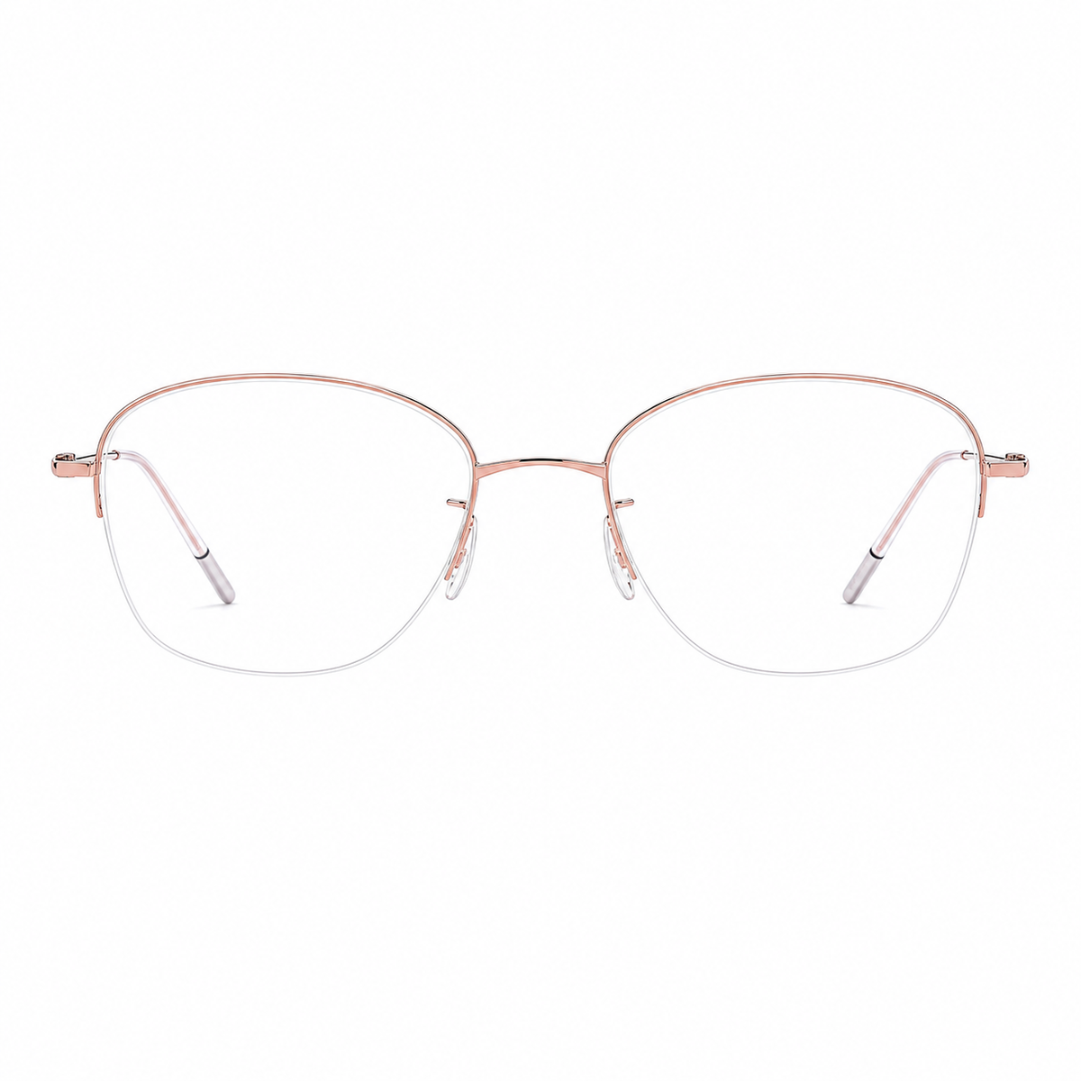 Rose Gold/Red Gradient women's titanium semi-rimless glasses, front product view